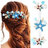 JAKAWIN Mermaid Hair Accessories Starfish Hair Pins Silver Beach Hair Clips for Women