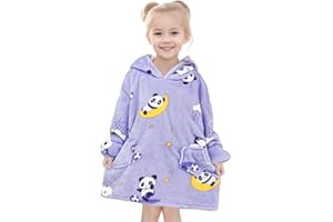 Wenlia Wearable Blanket Hoodie for Toddlers Girls Boys, Infant Sherpa Wearable Hoodie with Pocket Fits 2-6 Years