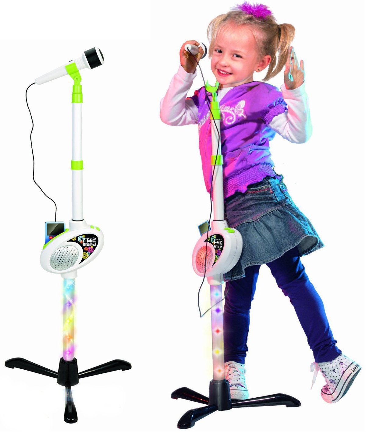 Childrens IMic MP3 Plug & Play Toy Microphone Light Up Stand Demo