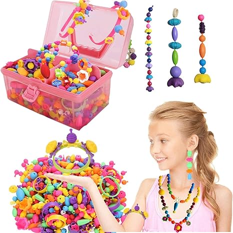 Superli Pop Beads Arts And Crafts Toys Gifts For Kids Age 4yr 8yr Jewelry Making Kit For 4 5 6 7 Year Old Girls Necklace And Bracelet And Ring