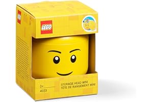 Room Copenhagen, Lego Storage Heads Stackable Storage Container - Buildable Organizational Bins for Kid’s Toys and Accessories - 4.02 x 4.02 x 4.53in - Mini, Boy, Holds 100 Bricks