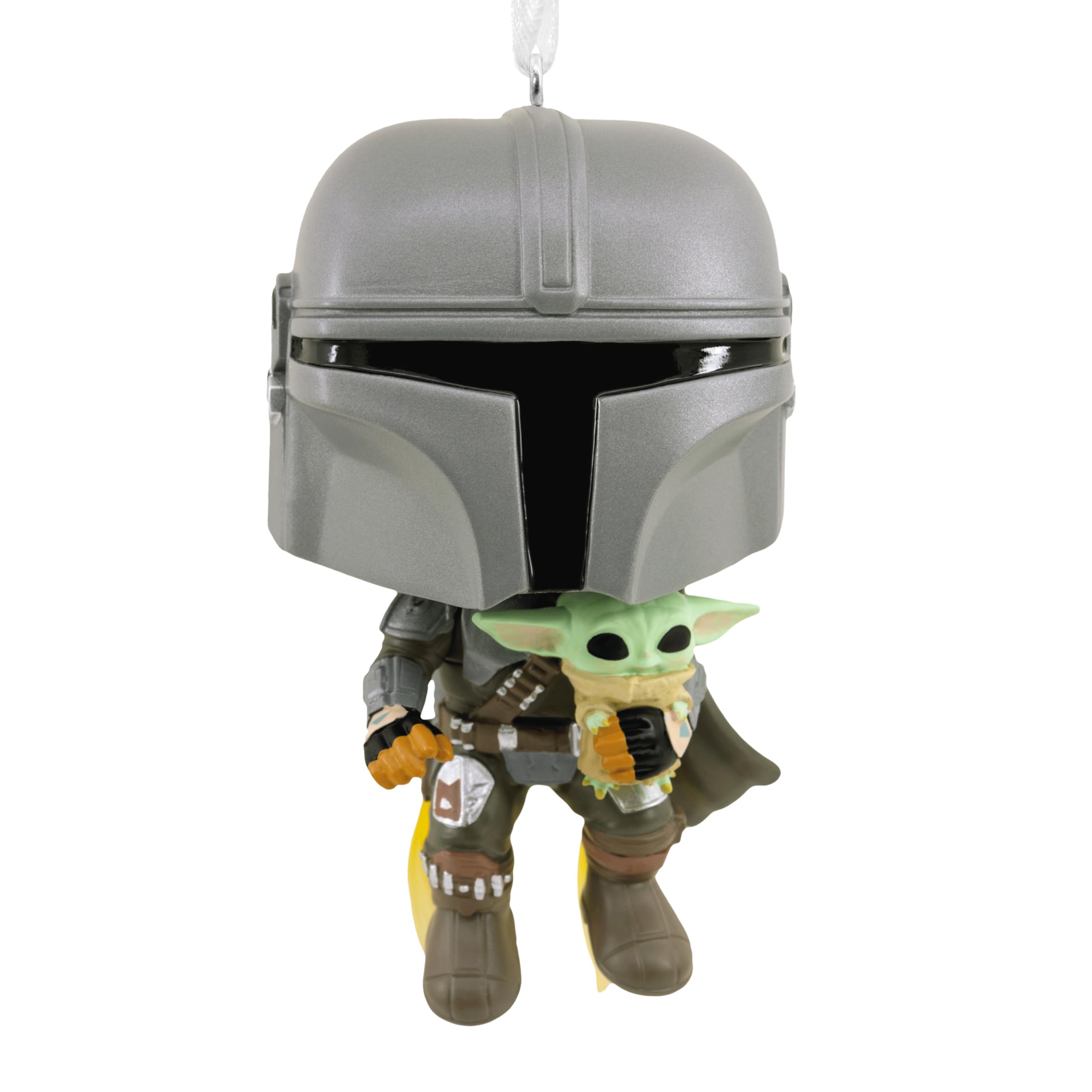 Hallmark The Mandalorian & Grogu Funko Pop, Hanging Ornament, Star Wars, Resin Tree Decoration, Gifts for Christmas, Grey & Green