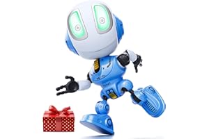 BROADREAM Stocking Stuffers, Robot Kids Toys, Mini Robot Talking Toys for Boys Girls Robot Gifts Help Kids Talking for Halloween Christmas, LED Lights and Interactive Voice Changer (Sky-Blue)