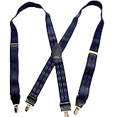 Hold-Up Suspender Company Jacquard Series Suspenders for Men X-Back Style with USA Patented Black No-Slip Clips