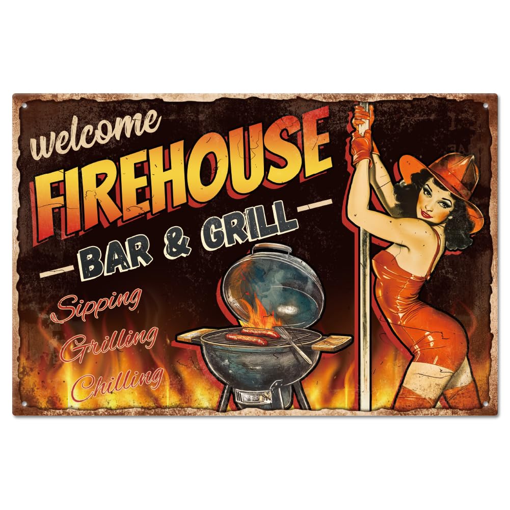 GLOBLELAND Vintage Pin Up Lady Metal Tin Sign 8×12inch Retro Bar Grill Funny Tin Room Door Sign Cave Signs Art Plaque Poster Wall Decor for Home Bars Cafe Pubs Club Decoration