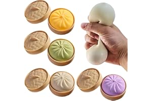Dumpling Squishiest Mystery Box Surprise Fidget Set with Bamboo Steamer, Soft Squeeze Bun Kawaii Desk Pets for Office Stress 