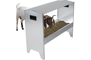 SOLUTION4PATIO EXPERT IN GARDEN CREATION Solution4Patio Portable Metal Livestock Feeding Trough with Roof, Galvanized Steel Goat Feeder with Drainage Holes, Rust-Resistant for Calves, Sheep, Horses, Alpacas, #B814A01
