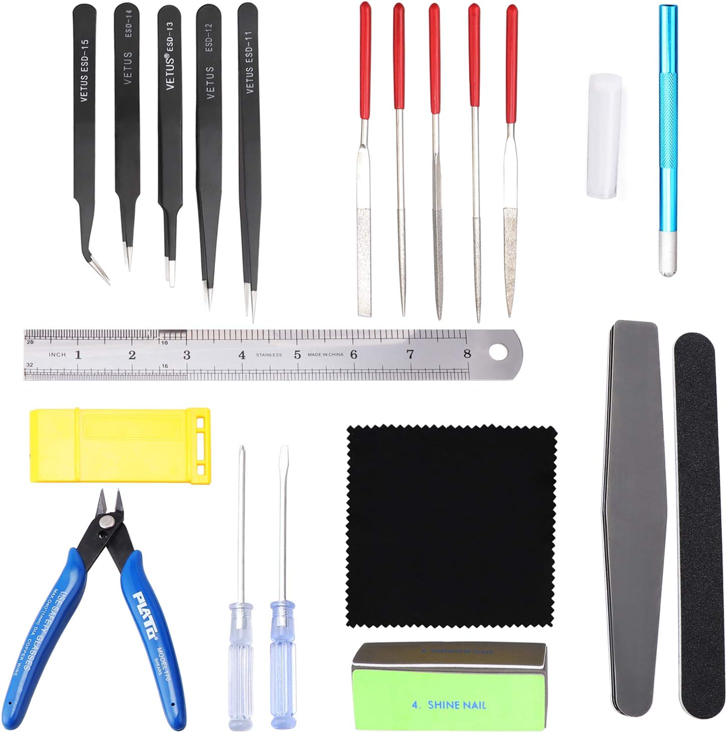 HSEAMALL 21PCS Gundam Model Tools Kit, Modeler Basic Tools Craft Set,Hobby Building Craft Set for Gundam Car Model Building Repairing and Fixing