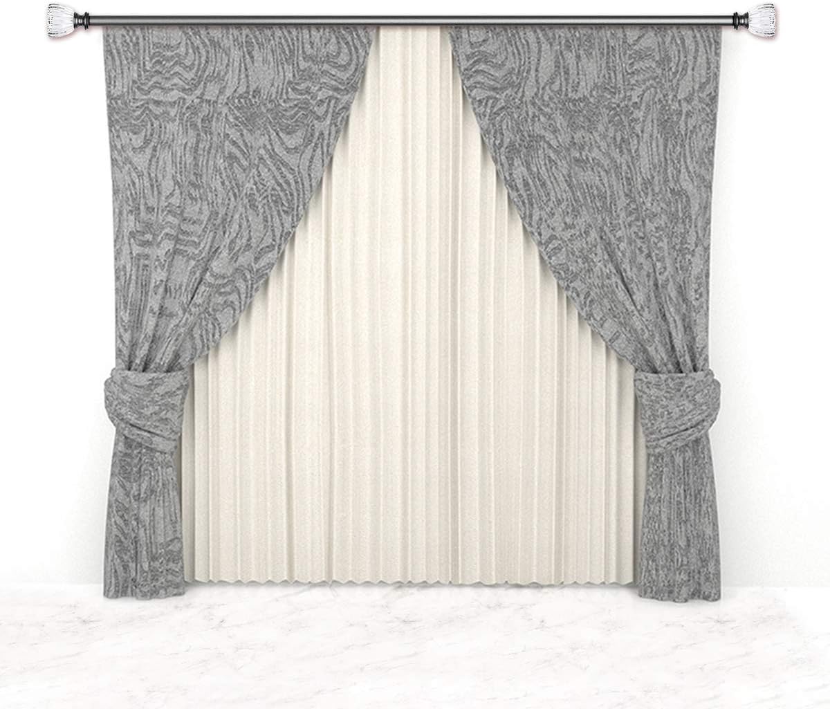 WL.Rocaille Acrylic Crystal Crown Rod Set, 86-120Inch Single Curtain Rod 3/4" Diamater Window Treatment Rod Set (Champagne): Home & Kitchen
