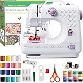 Beginner Sewing Machine with 12 Practical Stitches, 2-Speed Foot Control, Bright LED Lamp, 32-Color Thread Kit, Basic Sewing Supplies, Sewing Machine Table Match, Tool for Kids’ DIY Projects & Mends