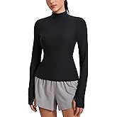 CRZ YOGA Cloudweight Mock Neck Shirts for Women - Workout Athletic Long Sleeve Tops Lightweight Soft Hip T-Shirt