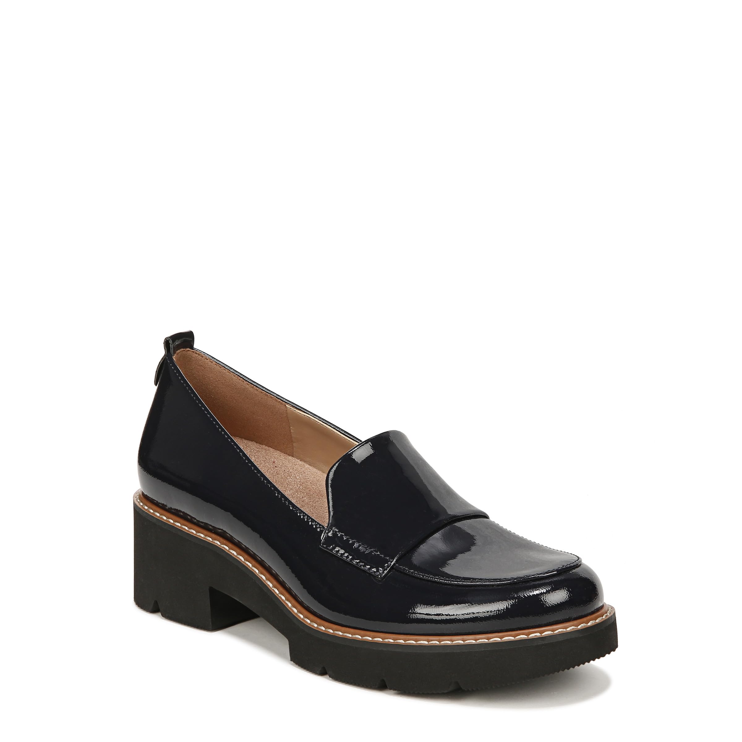 Naturalizer Womens Darry Lug Sole Loafer French Navy Patent Leather 7 N