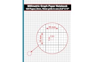 Millimetric Graph Paper Notebook: 120 Pages | 8.5 X 11 Inches | 2mm and 10mm square grids in one | Light Gray grids | Ideal f