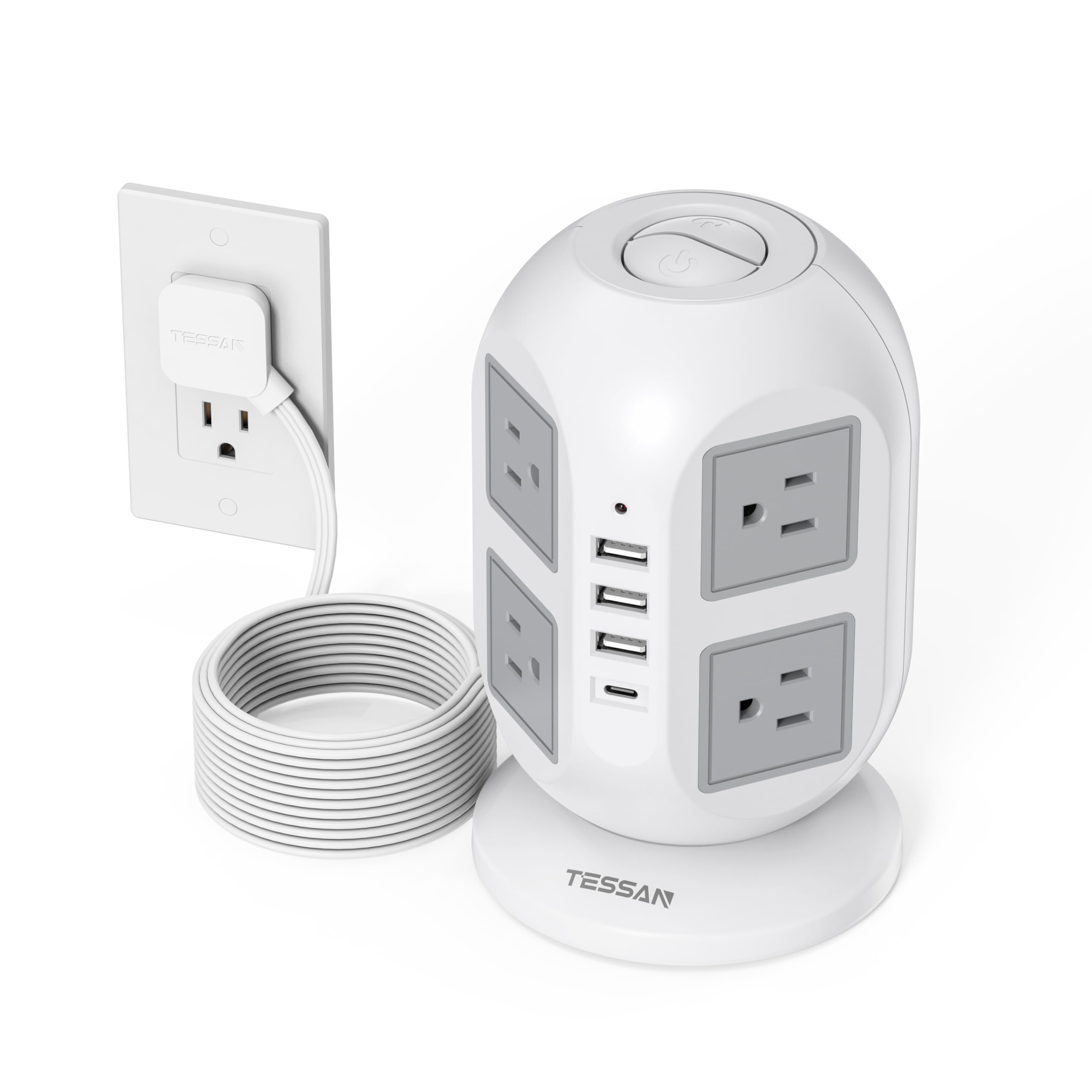 PRO 7-Outlet Surge Protector Power Strip – 25ft Cord, 1080 Joule, White
