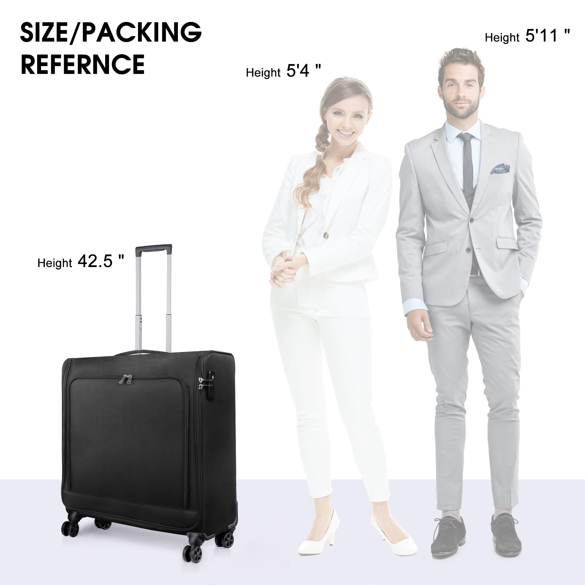 Bukere Rolling Garment Bags with Wheels for Travel, Checked-Large 26-Inch Suitcase, Wheeled Garment Luggage Bag with TSA Locks for Men and Women, 4 Spinner Wheels, Separate Suit Compartment