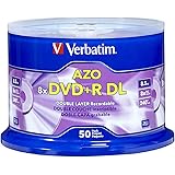 Verbatim DVD+R DL AZO 8.5GB 8x-10x Branded Double Layer Recordable Disc, 50 Disc  97000