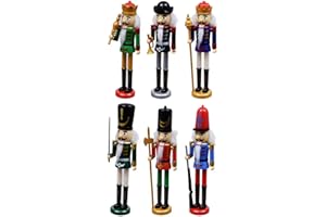 GREENBRIER INTERNATIONAL Christmas Plastic Nutcracker Soldiers Set of 6 - 9". Celebrate Christmas Nutcracker. Each Nutcracker Soldier Holds Something Different Assorted Among Club, Horn, Scepter, Sword, Ax & Gun
