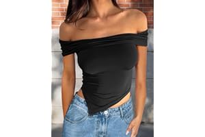 Asymmetrical Y2k Summer Cute Off Shoulder Tops Women Going Out Short Sleeve Crop Top Shirts 2025 Slim Fit Clothes