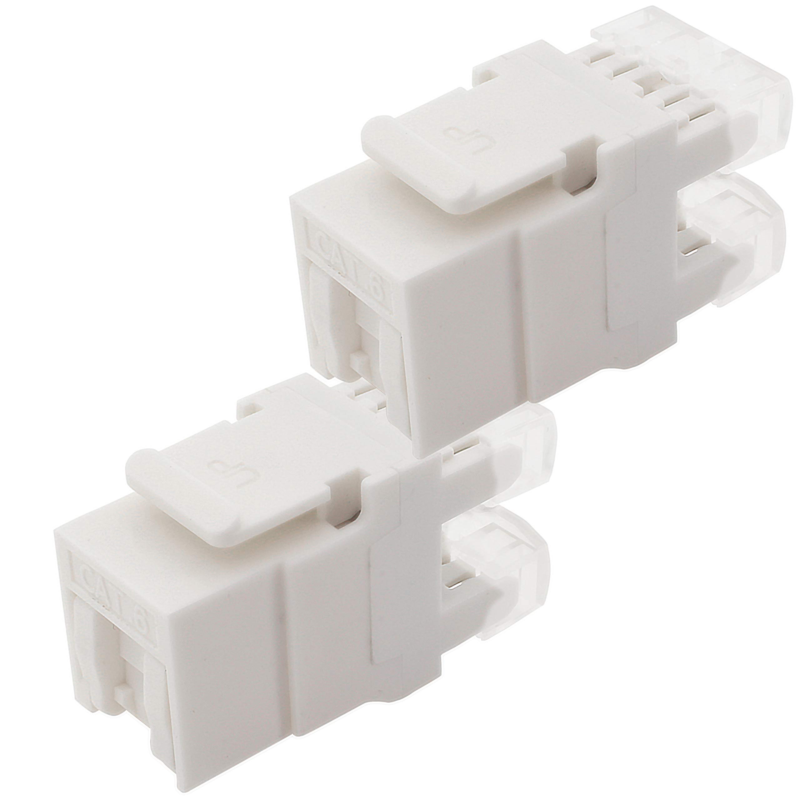 1aTTack.de Cat.6 Keystone insulation displacement terminal on RJ45 socket AWG 23 to AWG 26 dust protection compatible with Cat5 Cat6 Cat7 Cat8 White 2 pieces — image 1