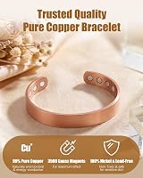 Jeracol Copper Magnetic Bracelet 8 Magnet Adjustable Bangle 6.69in view 3