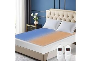 SOHTOPHO Heated Mattress Pad Queen Size - Electric Mattress Pad with Dual Control, Soft Blanket, Bed Warmer Heater Sheets, 8 Heating Settings,1/2/10 Hours Auto Shut Off, 60" x 80" (Oval White, Queen)