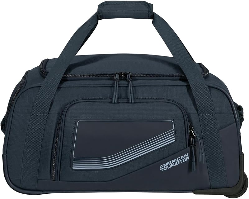 City Racer - Borsone con Ruote 55 cm, 50 L - Bagaglio a Mano con Ampio Spazio e Scomparto Scarpe - Idrorepellente, Smart Sleeve, Resistente - Blu (Navy)