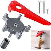 Outdoor Faucet Handle With Auxiliary Wrench, Extra Leverage, Easier Turning | Fits 8 and 12 Point Round Broaches, 0.26, 0.28, 0.31 and 0.38 in Square Broaches, Not for 16 Point Broaches, Durable Material