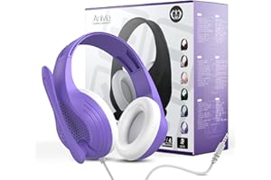 Anivia A9 Pro Purple Headset with Microphone, Stereo Sound Wired Headphones for Teen Girls Boys, Noise Cancelling Microphone with 3.5MM Jack for PC/Tablet/Game/Kindle/School/Travel/Online Learning