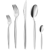 Karaca Lizbon Silverware Set For 6, 30-Piece Everyday Flatware Set, Service For 6, Premium 18/10 Stainless Steel, Heavy Duty 3mm Slender Design, Modern Polished Silver Finish, Dishwasher Safe Cutlery
