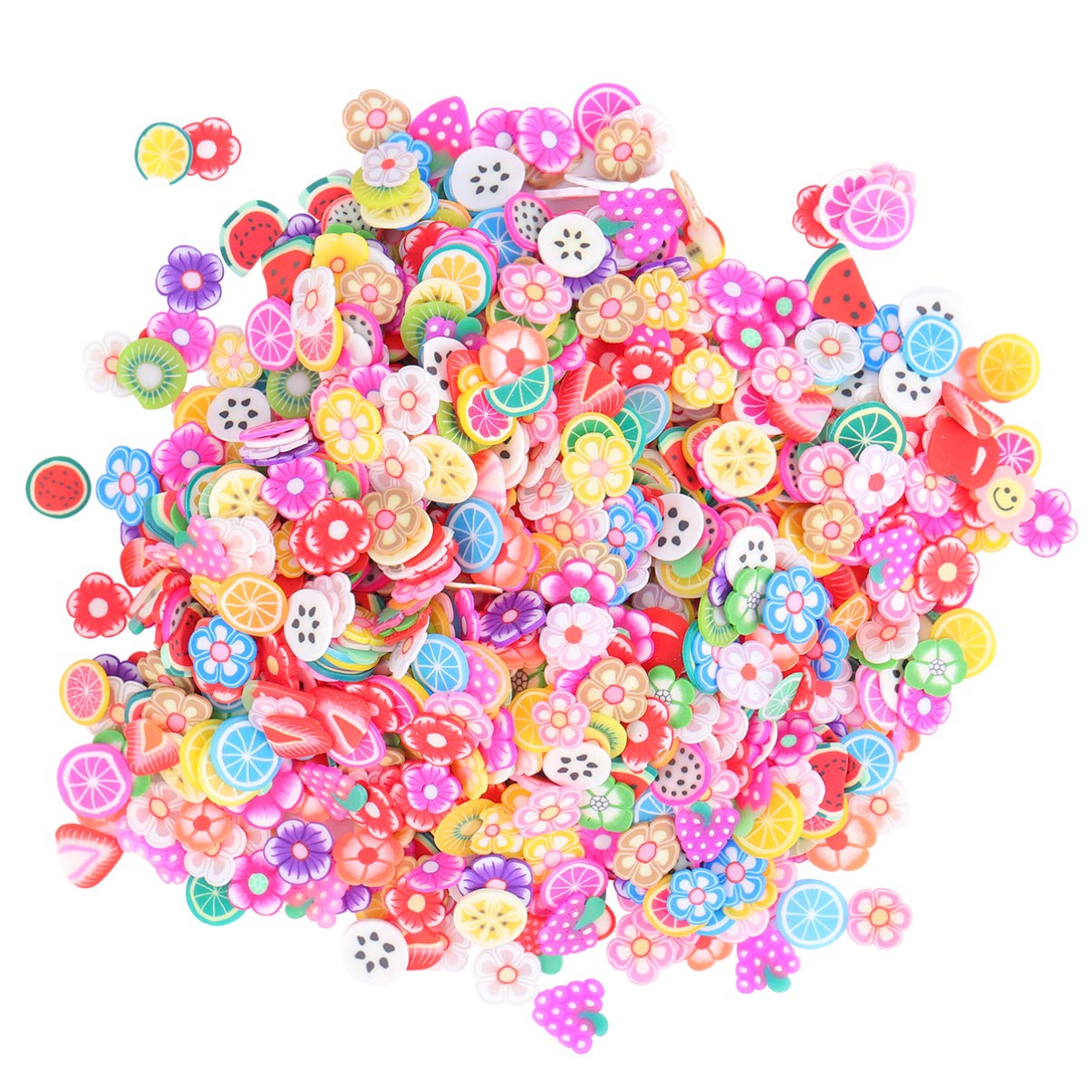 FRCOLOR 3D Fruit Flower Slice Charms Nail Art Decorations Polymer Slices Slime Making Supplies Kit Fruit Slices for Slime Crafts DIY Accessories 5000pcs