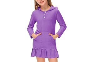 BesserBay Girls Summer Long Sleeve Coverups Button Down Terry Quickly Dry Ruffle Hem with Hood Cover Up 4-14 Years