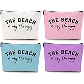 Jealance 4PCS Beach Vacation Essentials Makeup Bag, Cute Cosmetic Bags for Women, Beach Accessories Travel Toiletry Bag Girls Trip Girls Weekend Gifts for Women Summer Vacation Christmas Birthday
