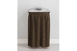Castle Selection Fabric Sink Skirt Intersecting Leaves Pattern, Self Adhesive Water Repellent Vanity Cover (Brown)