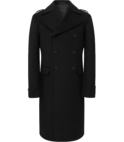 ジャケット・アウター Apartment three double breasted overcoat TruClothing Mens 3/4 Long Double Breasted Overcoat Jacket Wool