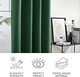 Deconovo Blackout Curtains Thermal Insulated Eyelet Dark Green 2 Panels 55x70 view 8