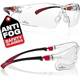 NoCry Clear Safety Glasses for Men and Women with Anti-Fog and Scratch Resistant Wrap Around Lenses, Adjustable Temples and Nose Pads &mdash; ANSI Z87 Certified Protective Eyewear with 100% UV Shielding