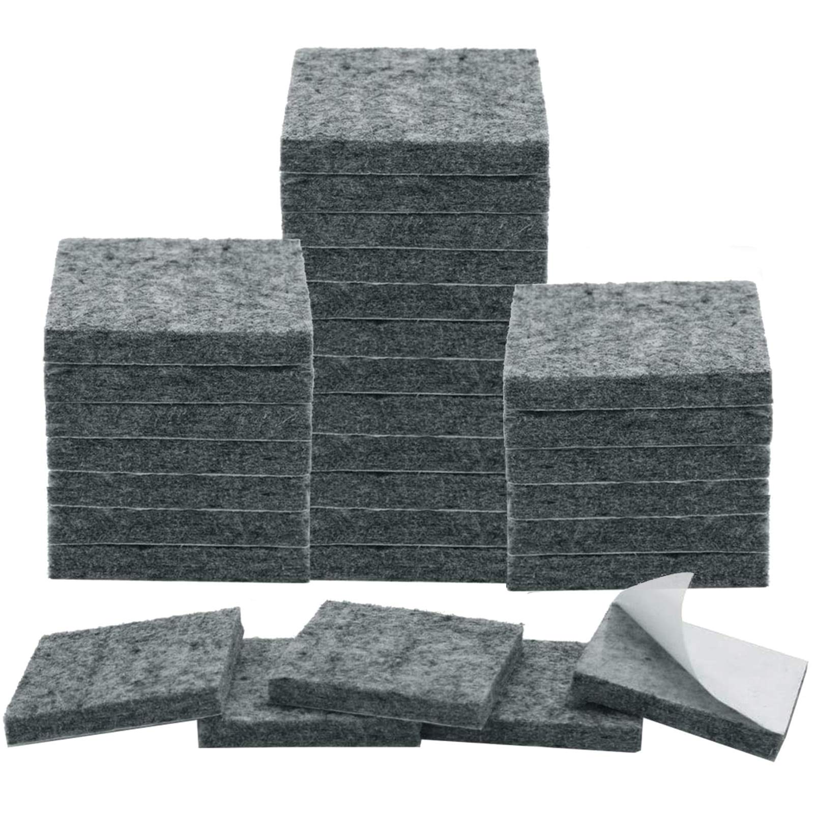 30 Pack Non-Slip Chair Leg & Table Leg Protectors with Felt Pads - 1 1/2" Square Self-Stick Floor Protectors