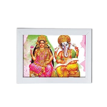 Shubh Labh Laxmi Ganesh Saraswati Puja Framed Picture Poster