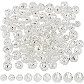Hobbspring 90Pcs Hollow Spacer Beads 3 Styles 925 Sterling Silver Plated Spacer Beads Filigree Round Brass Metal Spacers Loose Bead for Jewelry Necklace Bracelets Earrings Making DIY Crafts
