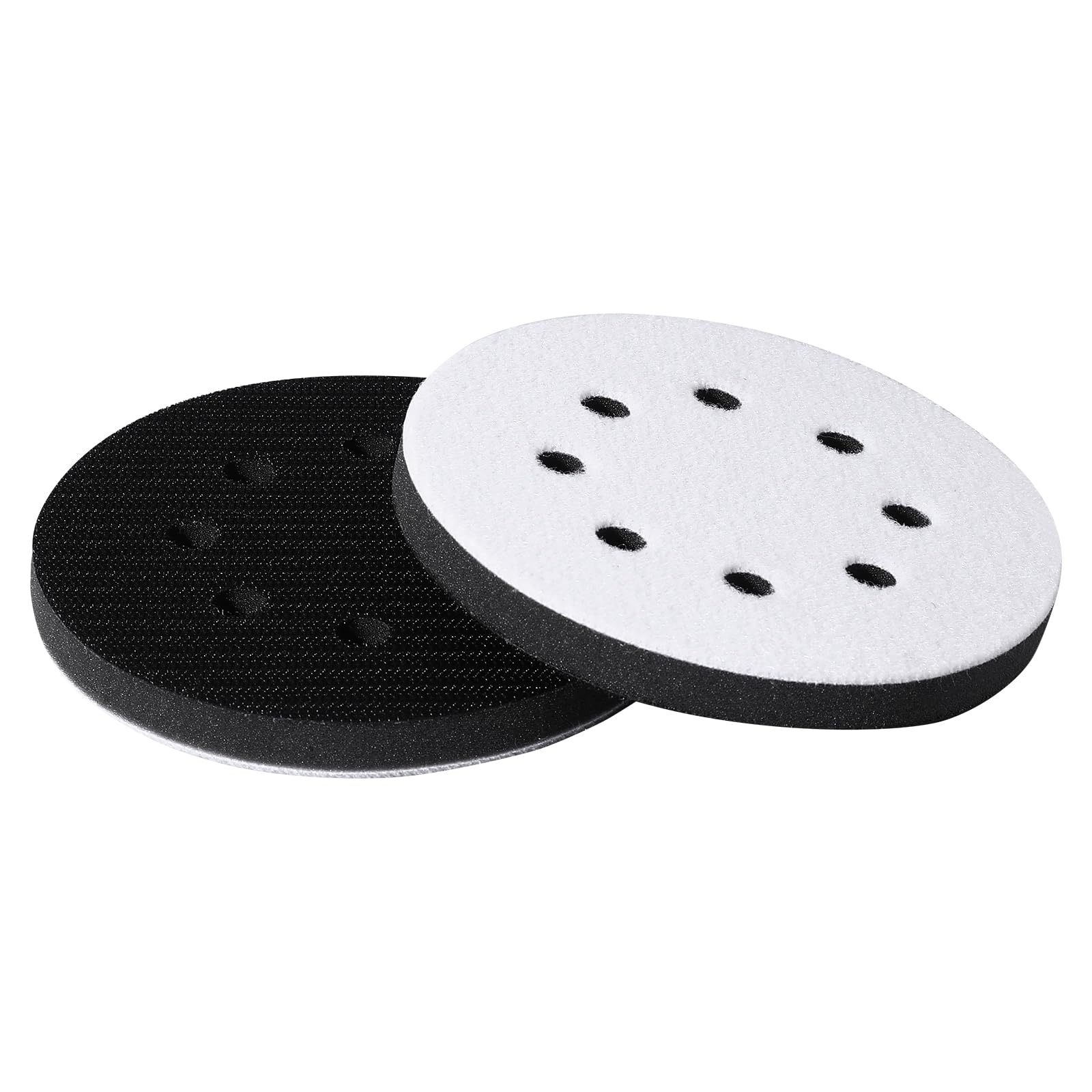 Photo 1 of 2 Pack-5 Inch 8 Holes Sanding Foam Pads – Soft Density Interface Pad with 8 Hole Design, Cushioned Buffing Pads for Random Orbital Sander, Woodworking & Auto Detailing
