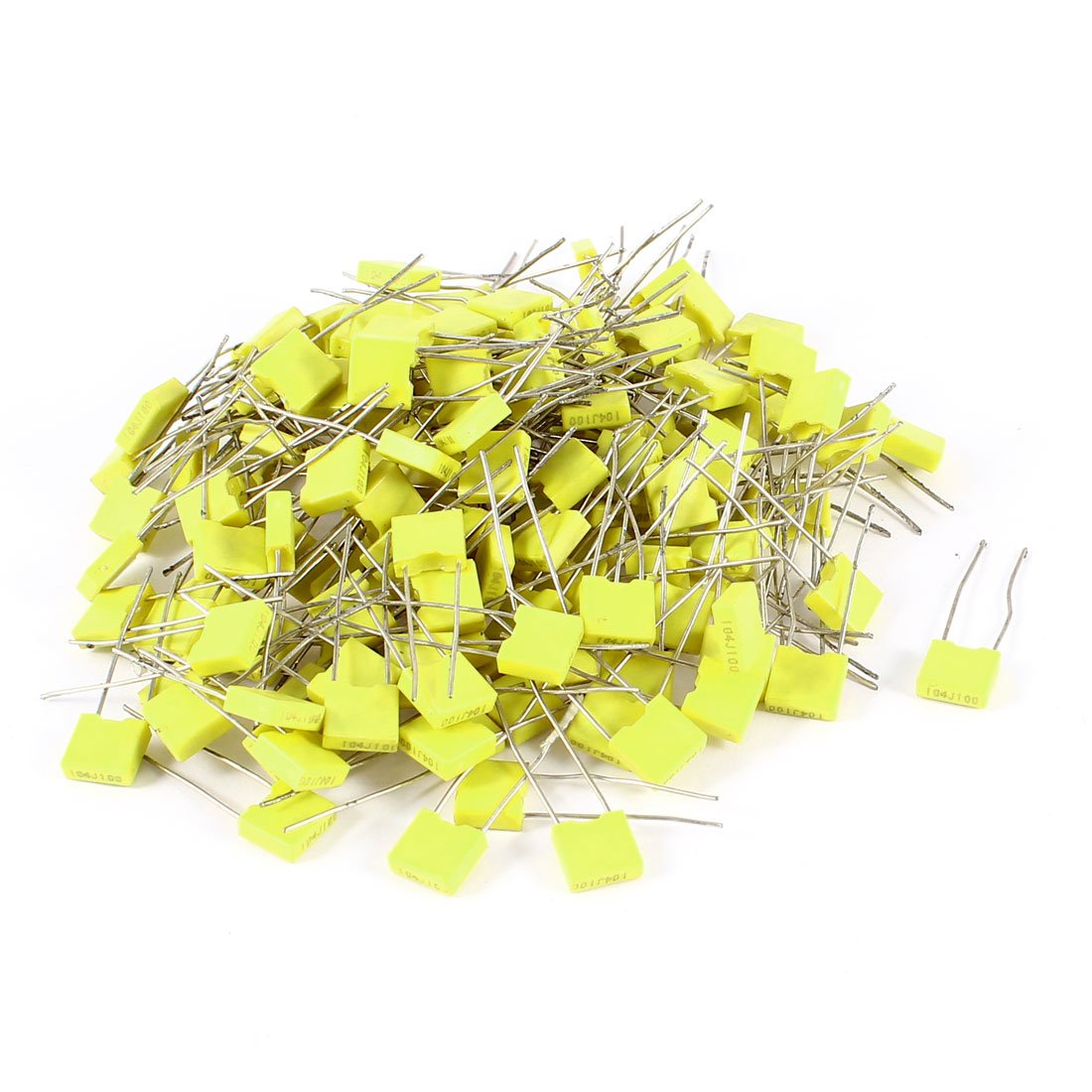 Sourcingmap 100 Pcs 100V 0.1uF 100NF Box Type Film Correction Capacitors Yellow