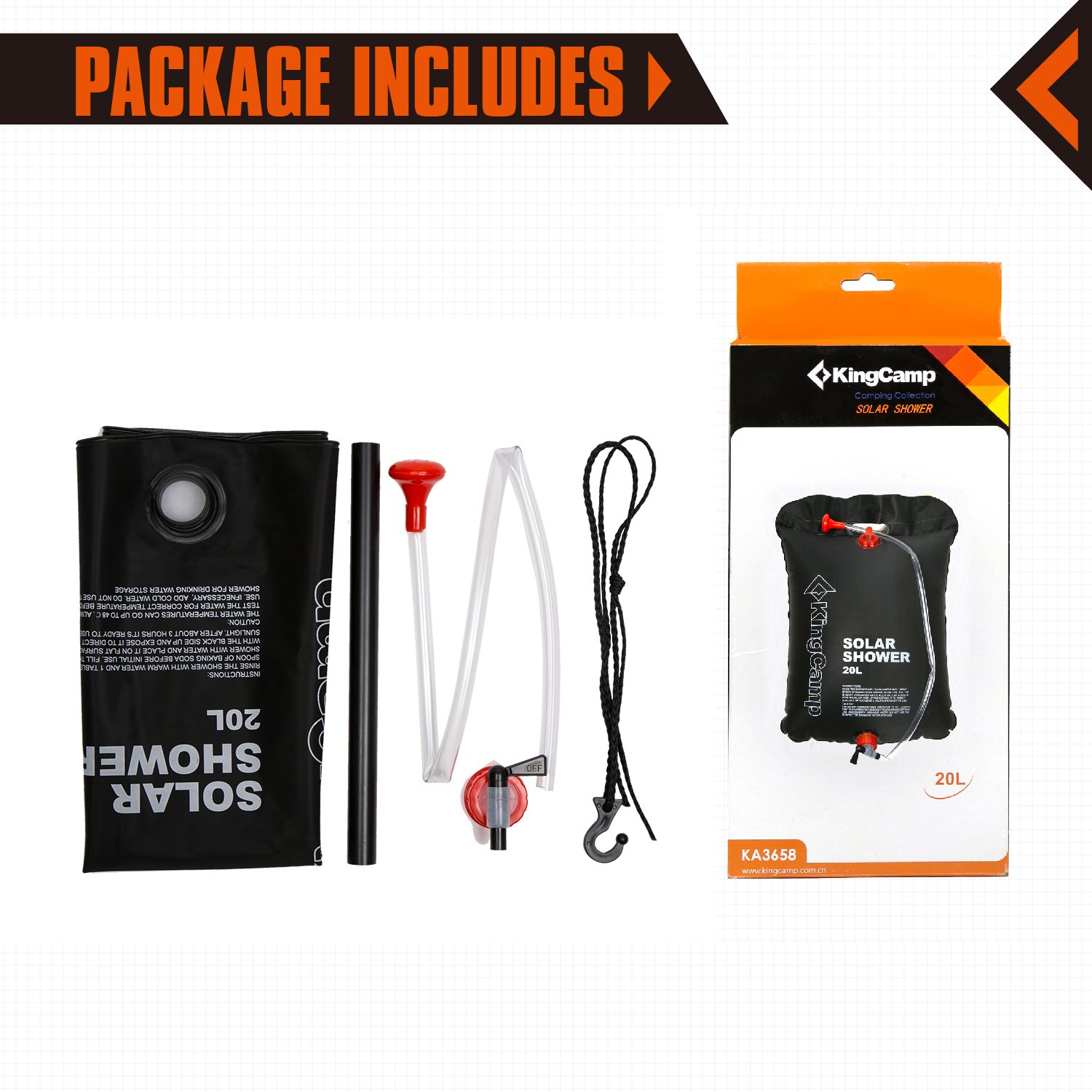 KingCamp Portable Outdoor Solar Shower Bag 20 Litre / 5.28 Gallon