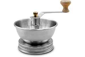 BYTEX Stainless Steel Coffee Grinder Lid Attachment for Regular Mouth Mason Jars - Manual Crank Burr Grinder for Fresh Coffee, Ideal for Camping, Home Barista, Rust Proof Ceramic Mechanism (Wide)