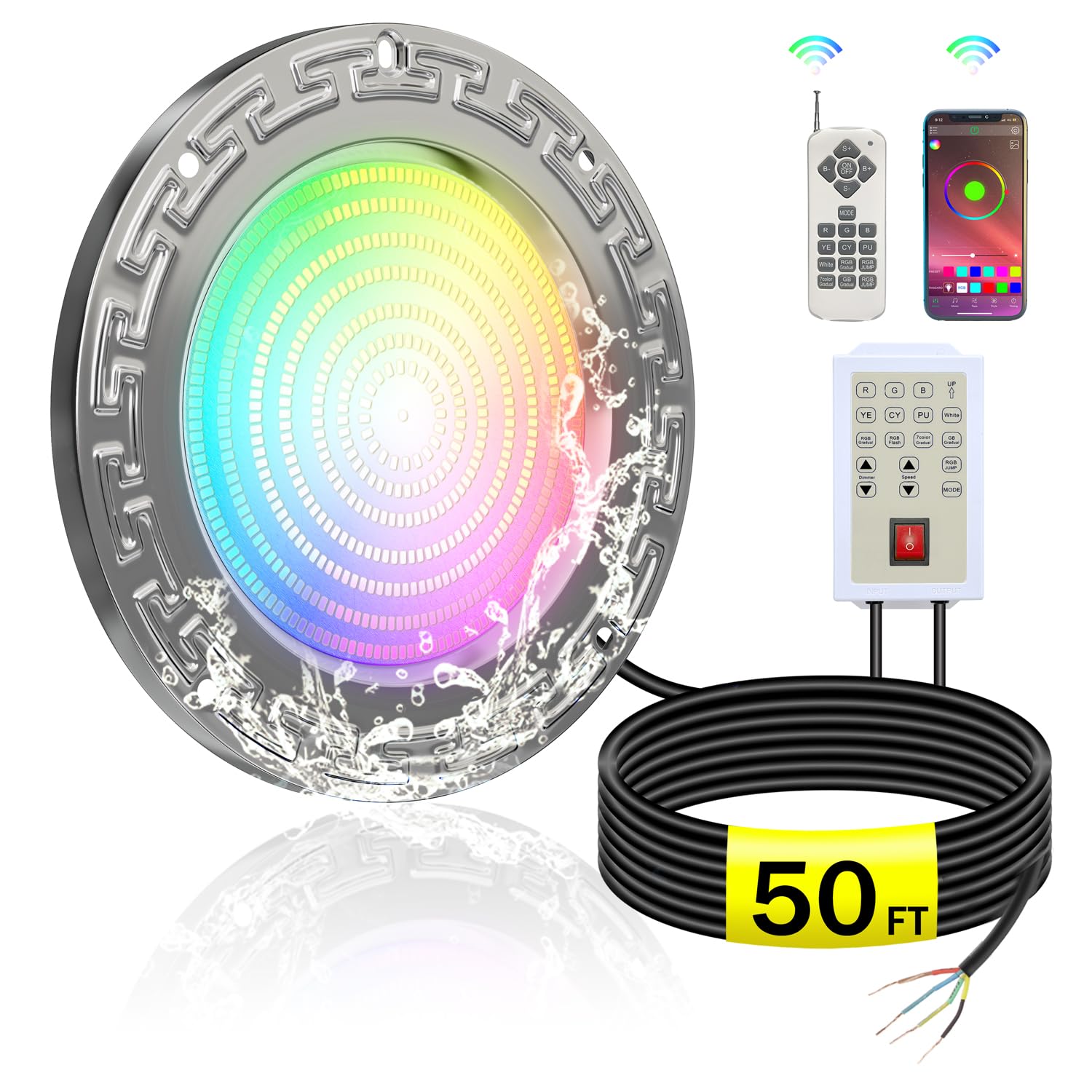 Photo 1 of CESAILT Pool Lights for Inground Pool, 10 Inch 12V LED Underwater Light, 60W with 50 Feet Cord Fits 10" Wet Niches