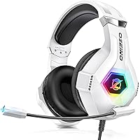 Ozeino Gaming Headset for PC Ps4 Ps5 Stereo Gaming Headphones with Flexible Noise Cancelling Microphone, Soft Memory Earmuffs