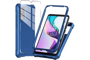 Mocotto for TCL ION X Case,TCL ION V Phone Case with Tempered Glass Screen Protector,Slim Soft Silicone Full-Body Protective Case for TCL ION X (Blue)