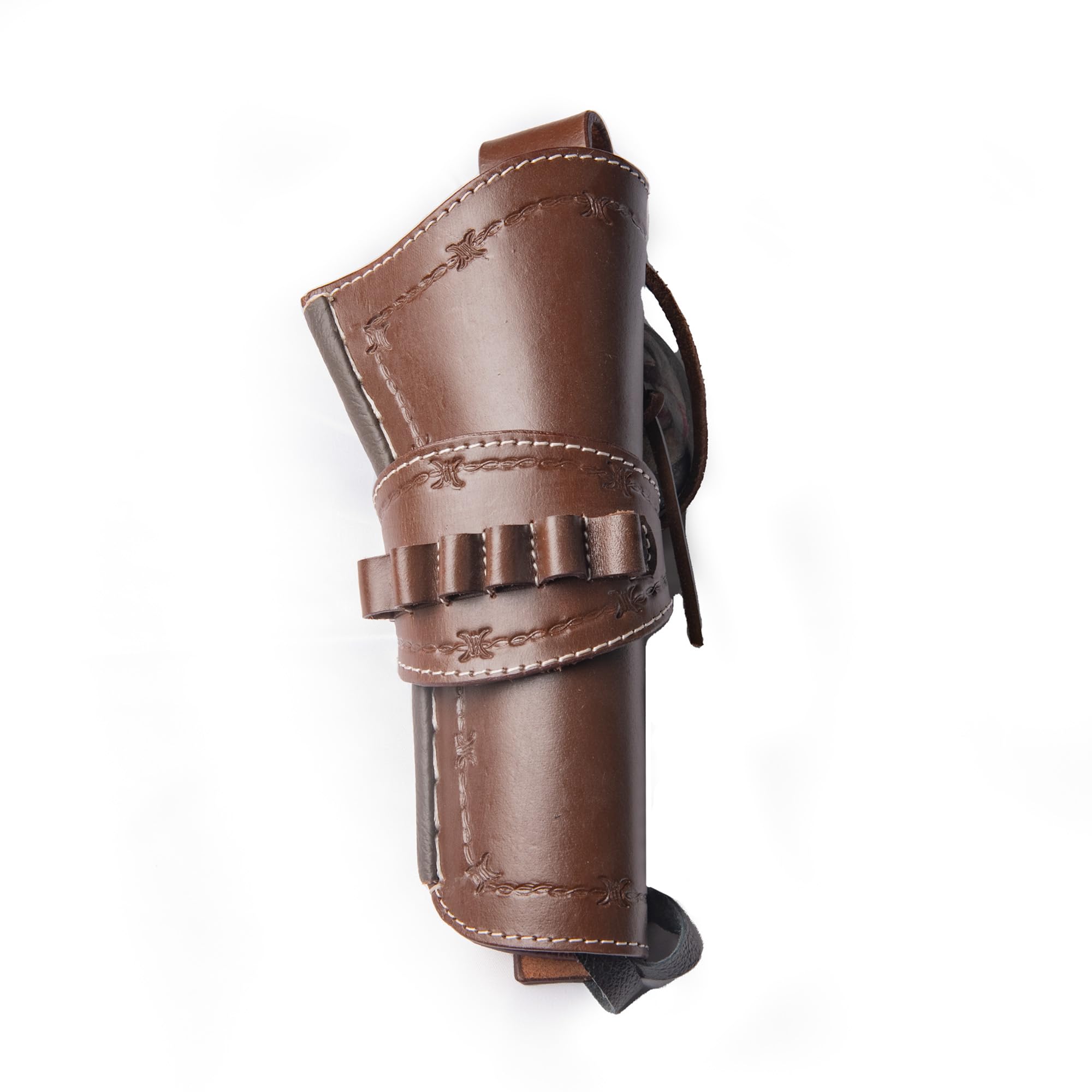 Hulara Leather Cowboy Holster with Ammo Loops 9mm Luger and 9mm NATO .38 .357 Holster. 40 S&W .38 Special .357 Magnum Western Holster fit 4" to 8" Revolver Holster