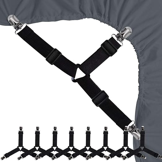 Amazon Com Siaomo Bed Sheet Holder Straps 3 Way Clips Adjustable Bed Sheet Fasteners Mattress Sheet Sofa Covers Corner Grippers Holder Suspender Clips 2 Set 8pcs Black Home Kitchen