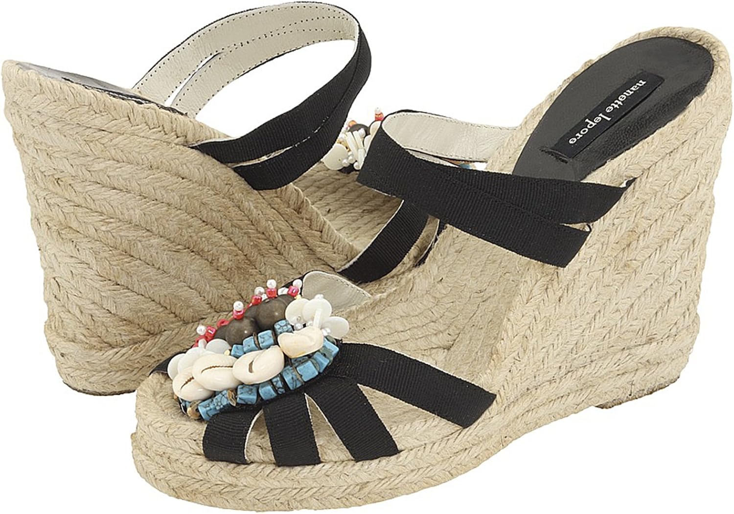 black embellished wedges