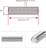 HIPICCO M4 x 200mm Stainless Steel Fully Threaded Rod Studs 304 RH 0.7mm Pitch view 2